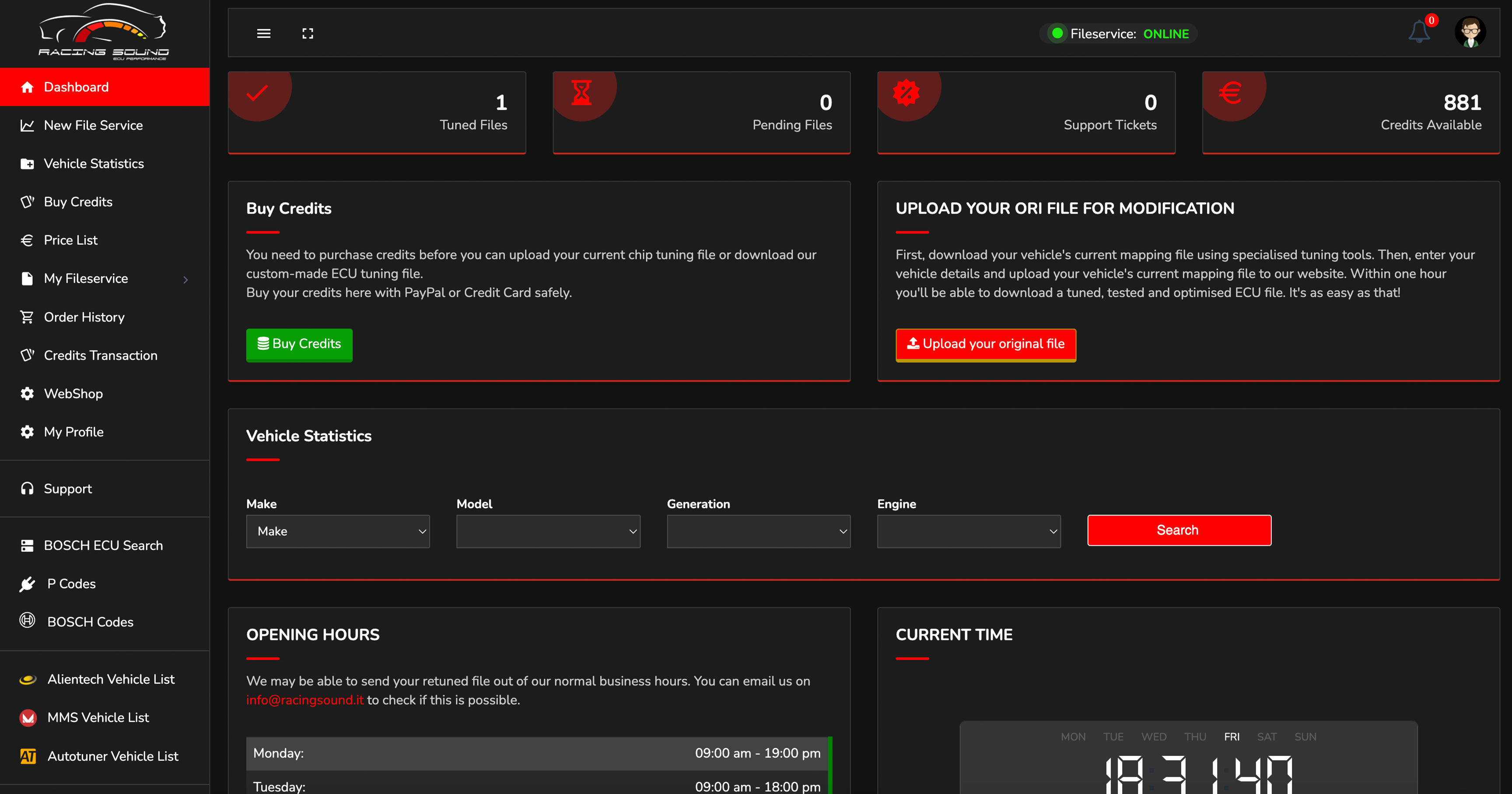 Racing Sound Servizio File